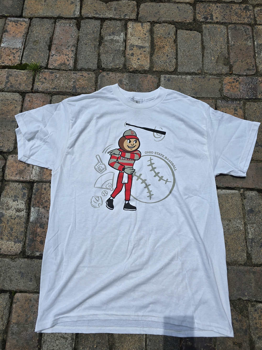Gildan Ohio State Buckeye Baseball Graphic T With Brutus The Buckeye LG NWOT